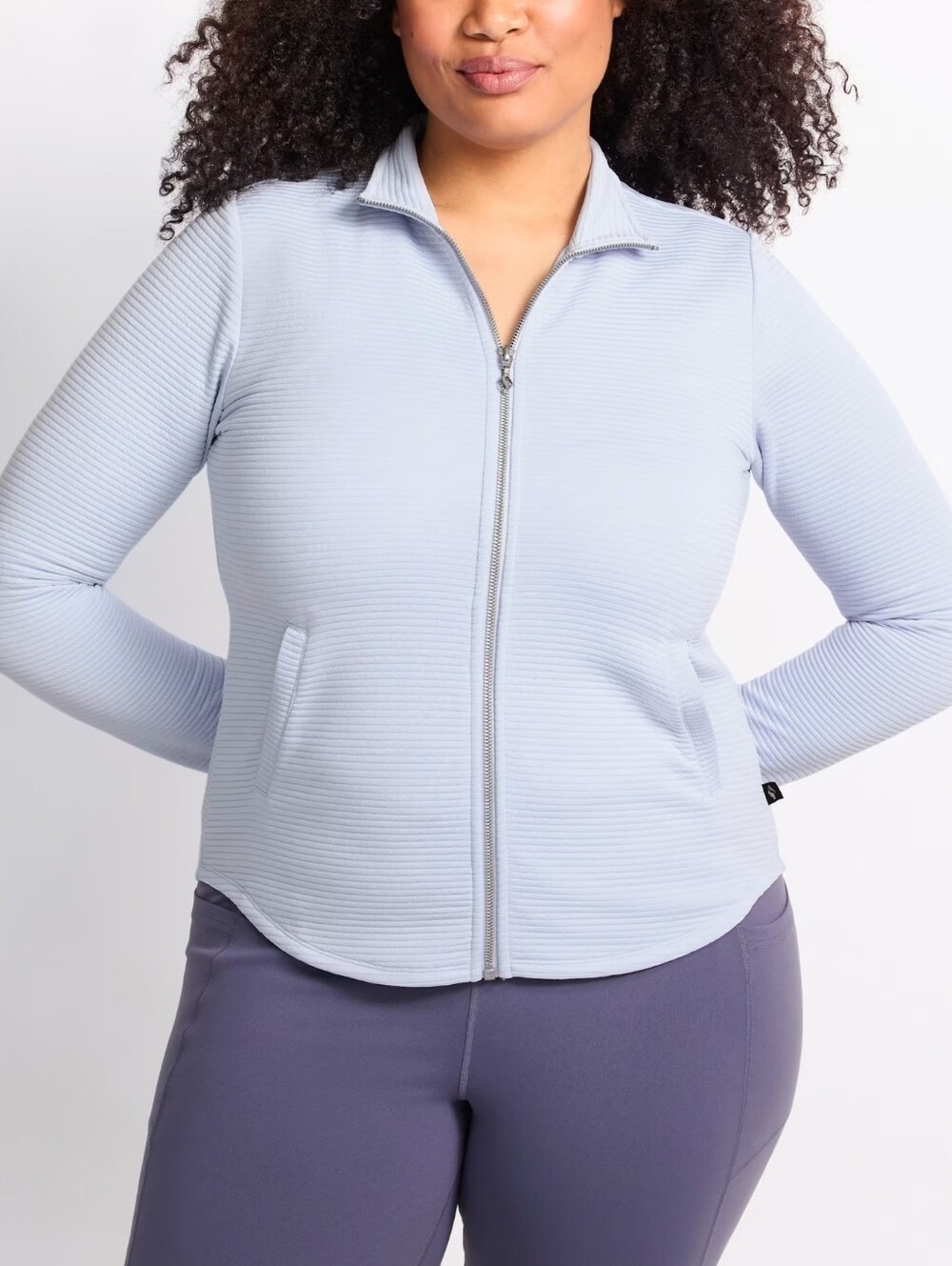 Skechers Hoodless Hoodie Go Walk Shine Light Blue Ribbed Full-Zip Jacket NWT 3X